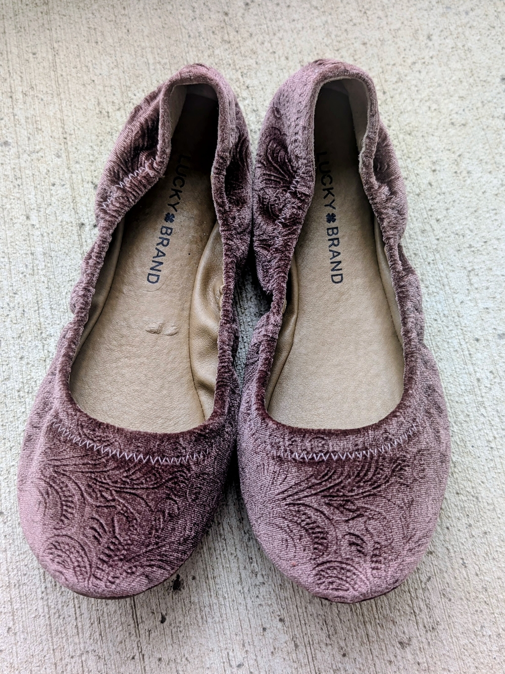 Lucky Brand Dusty Rose Velvet Embossed Ballet Flats